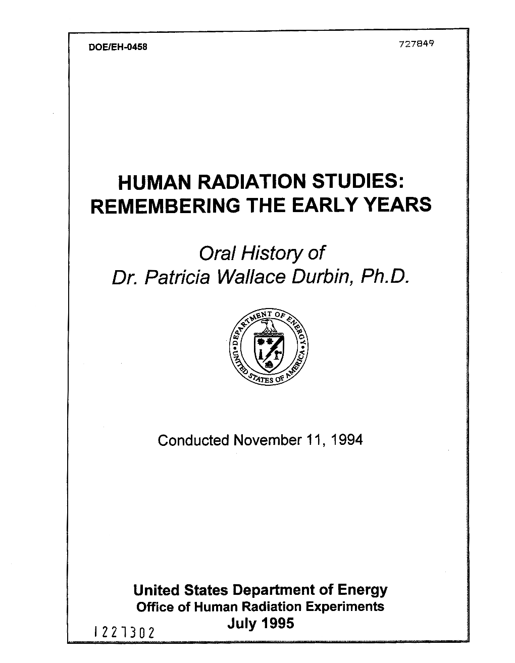 Human Radiation Studies: Remembering the Early Years