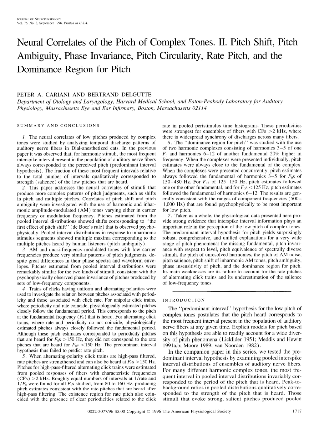 Neural Correlates of the Pitch of Complex Tones. II. Pitch Shift, Pitch