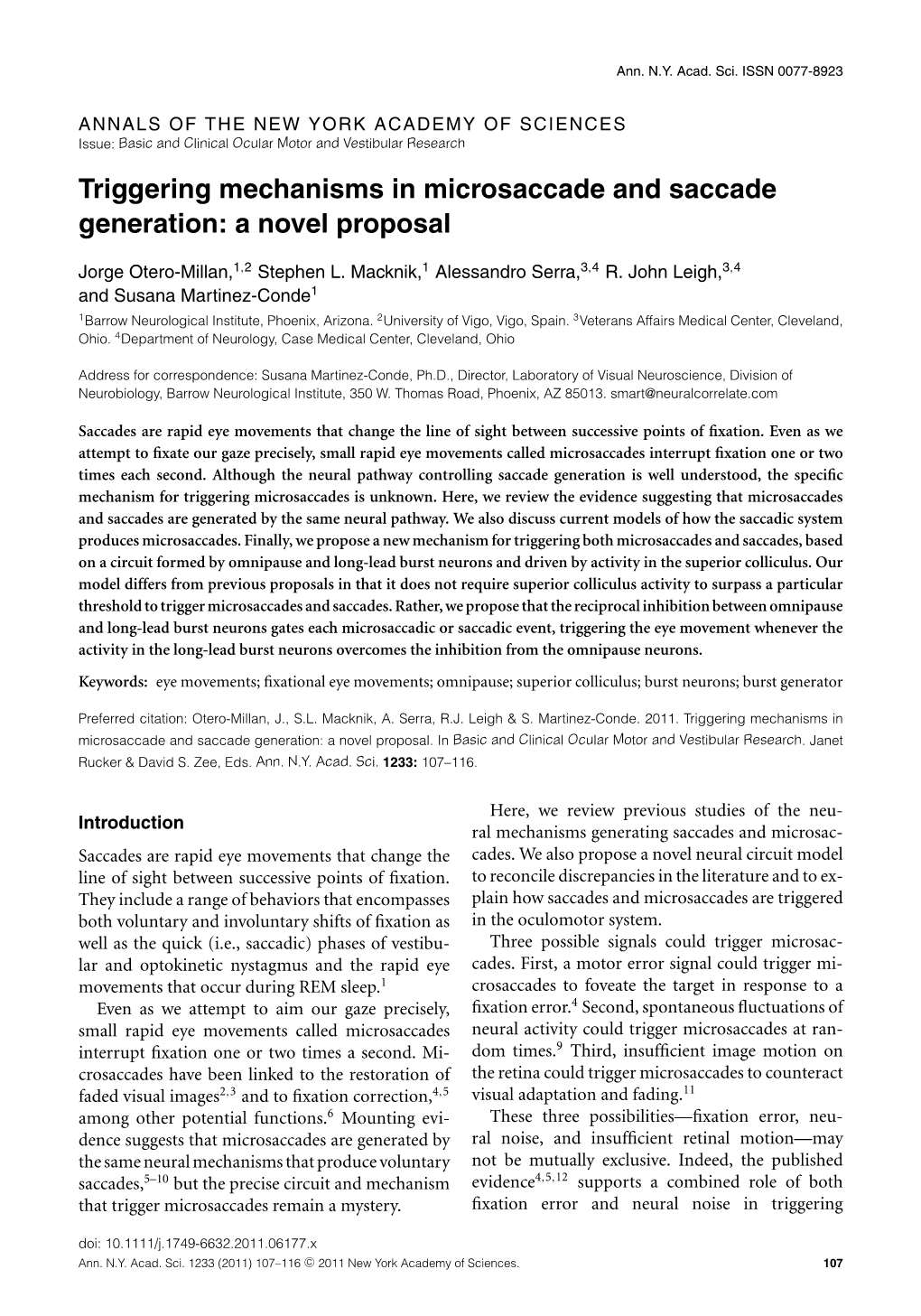 Triggering Mechanisms in Microsaccade and Saccade Generation: a Novel Proposal