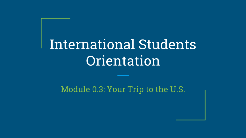 International Students Orientation