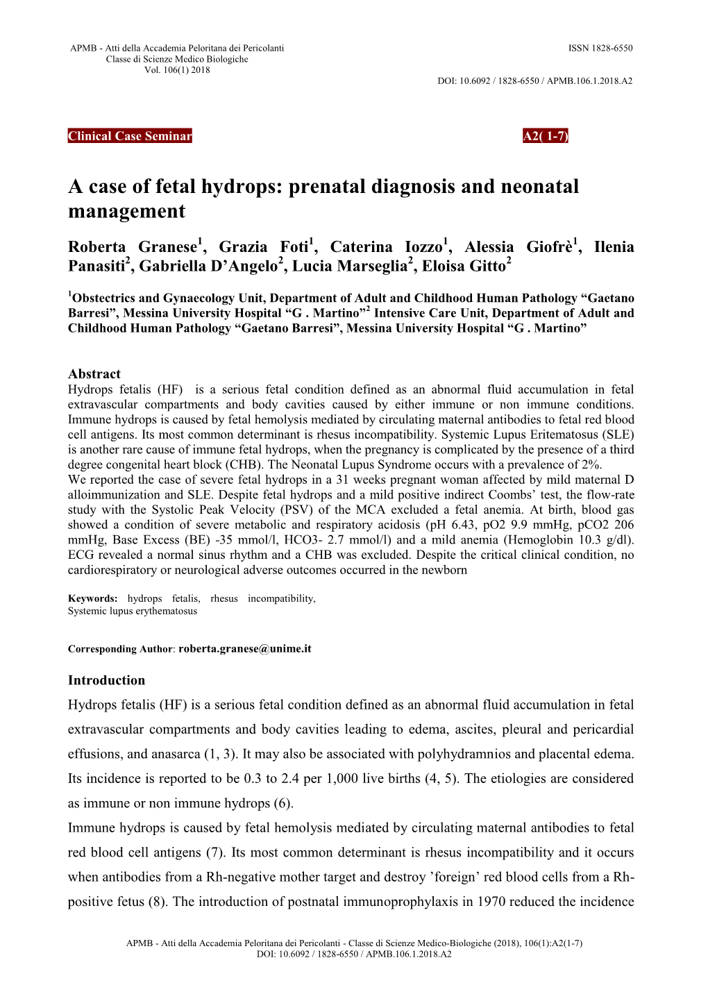 A Case of Fetal Hydrops