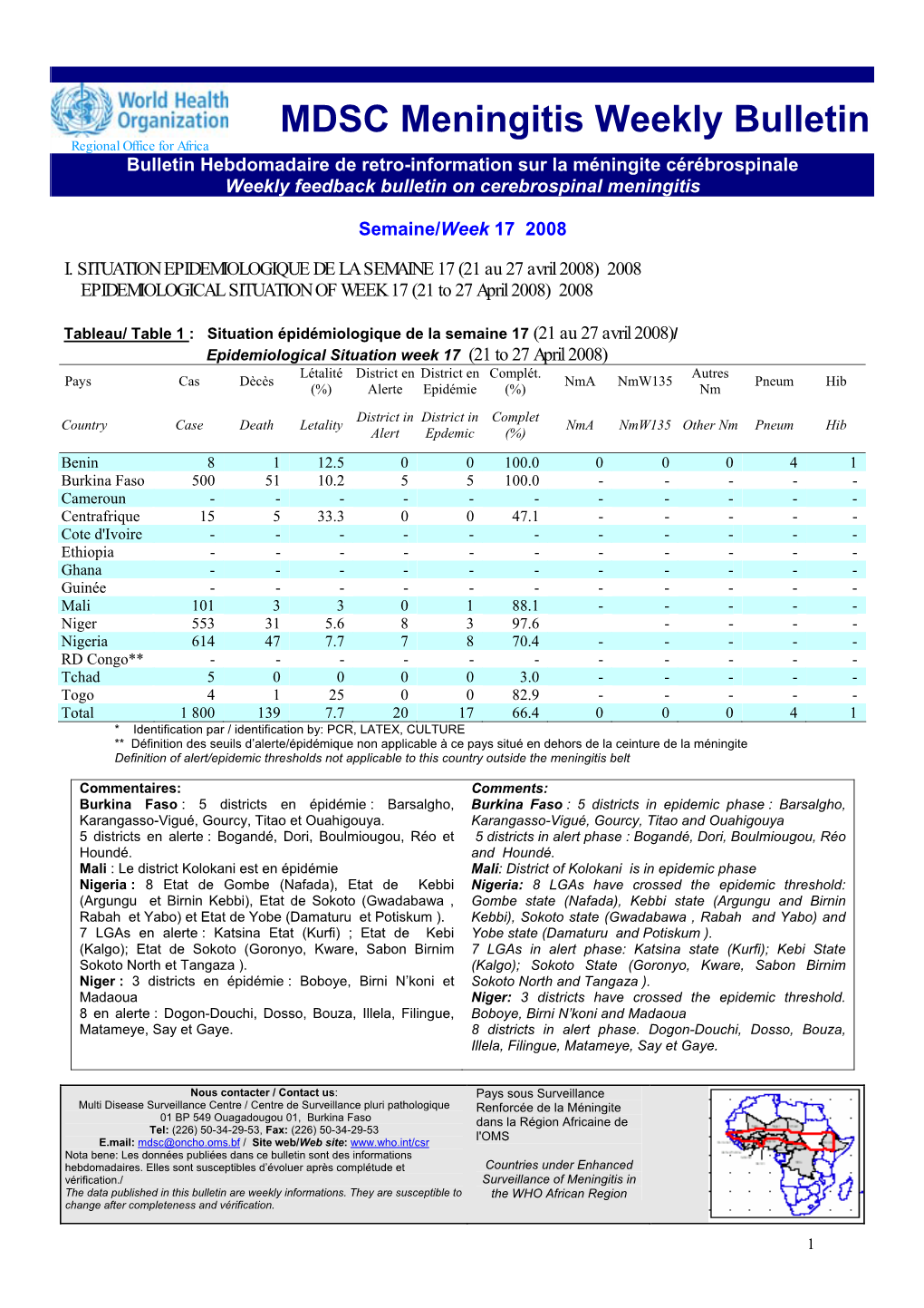 MDSC Meningitis Weekly Bulletin