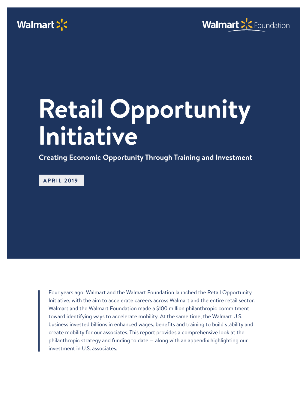 Retail Opportunity Initiative Creating Economic Opportunity Through Training and Investment
