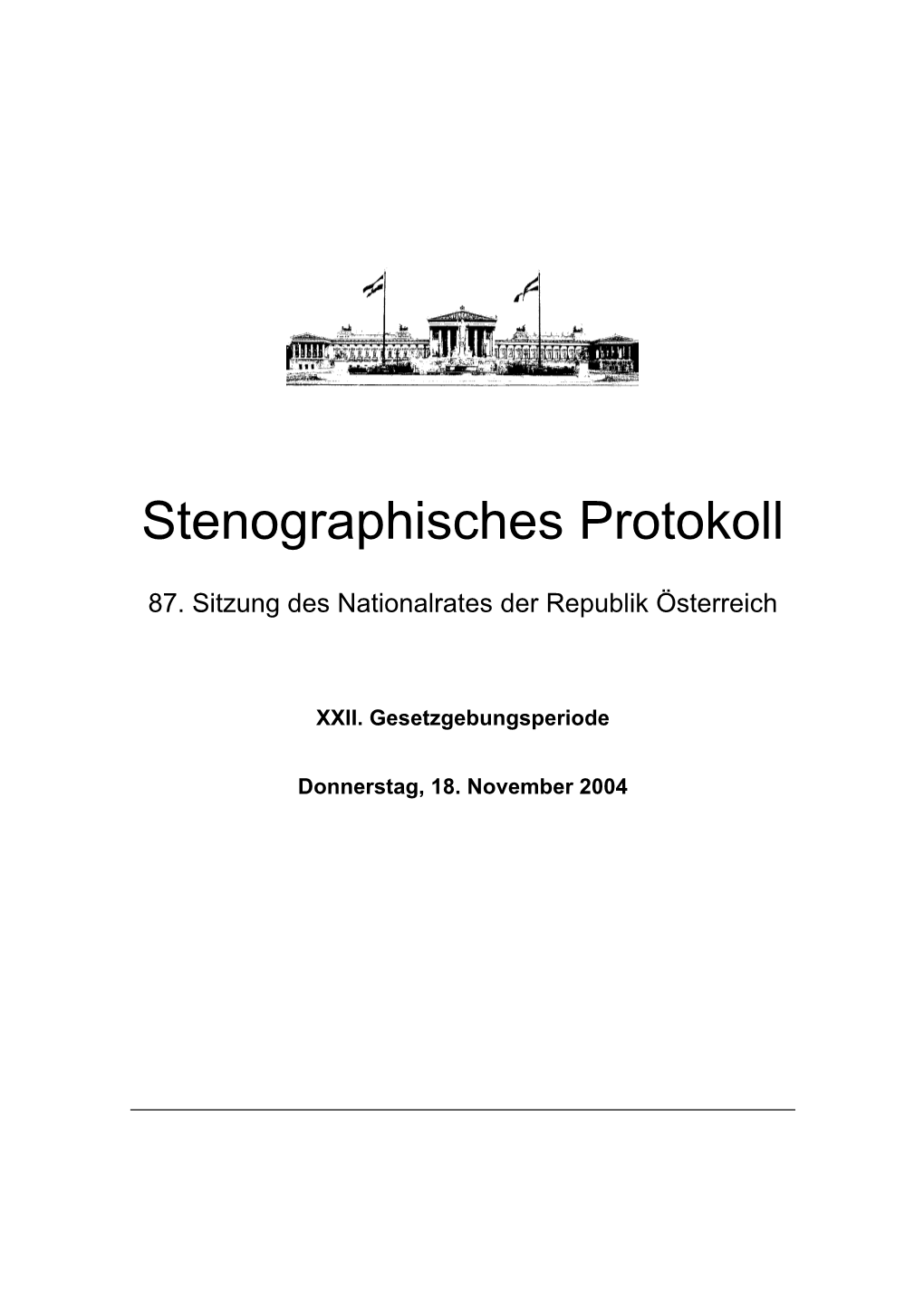 Stenographisches Protokoll Der 87