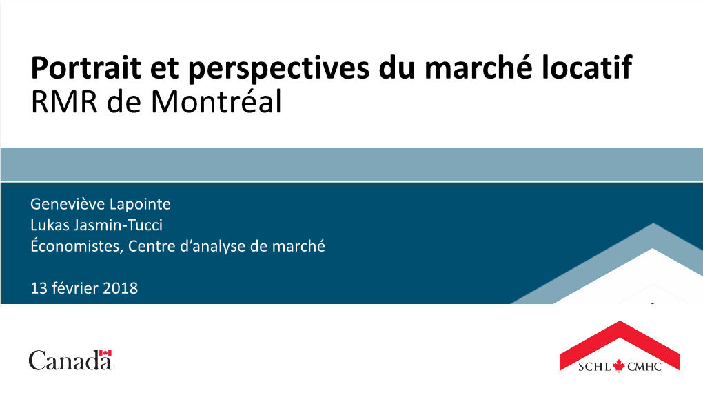 Portrait Et Perspectives Du Marché Locatif RMR De Montréal