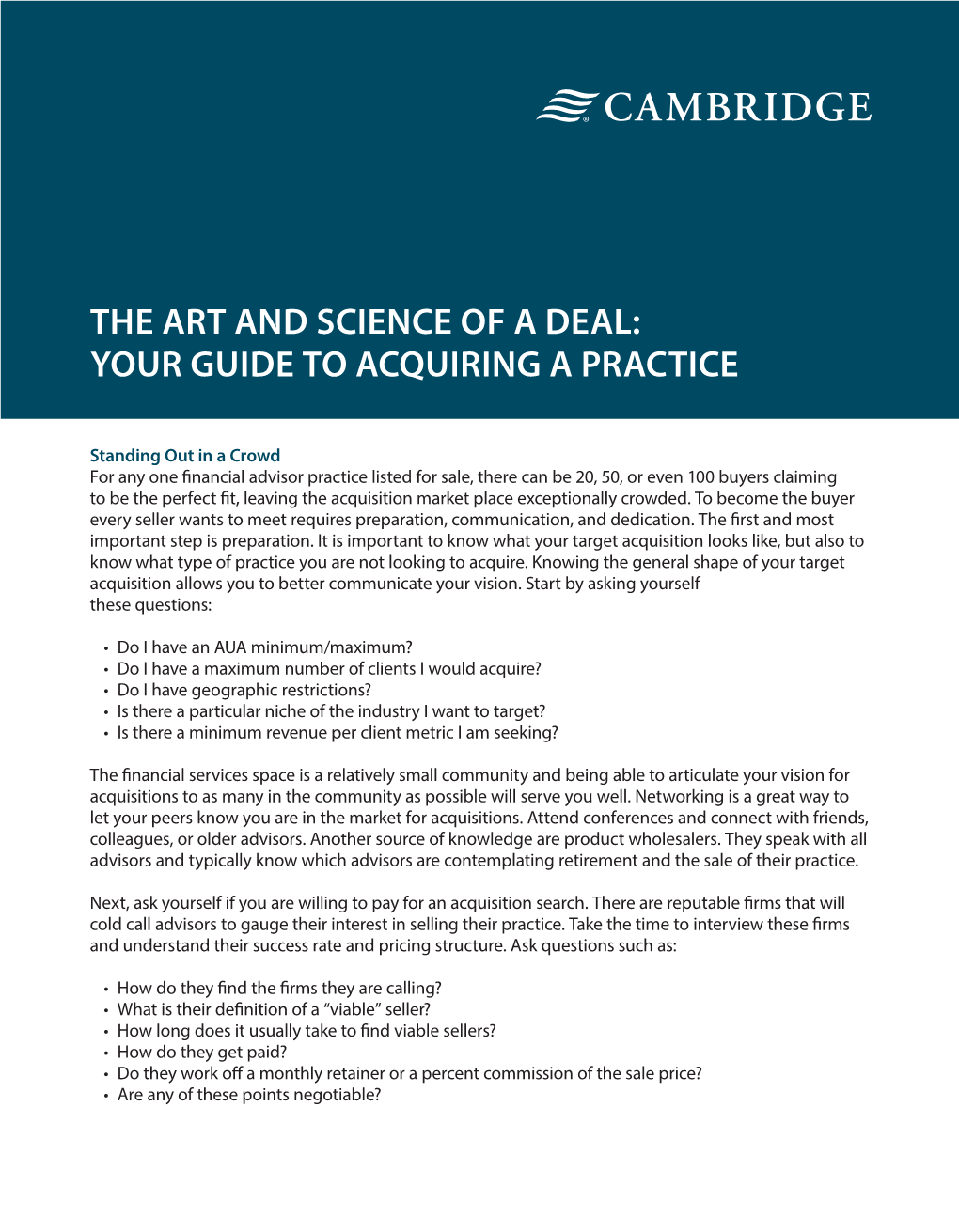 The Art and Science of a Deal: Your Guide to Acquiring a Practice