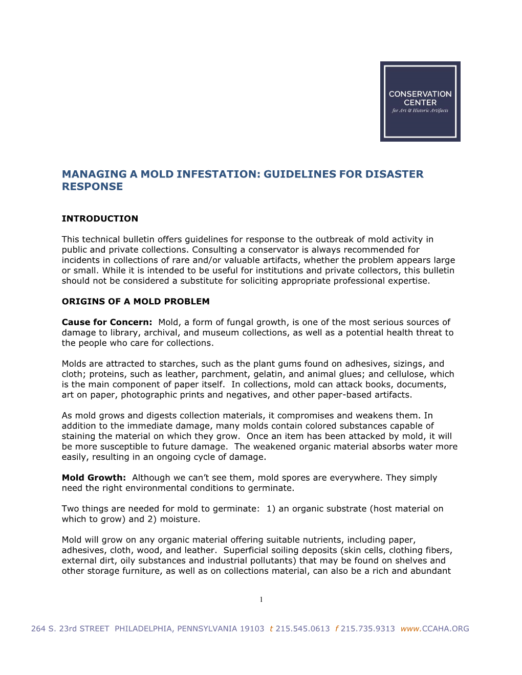 Managing a Mold Infestation: Guidelines for Disaster Response