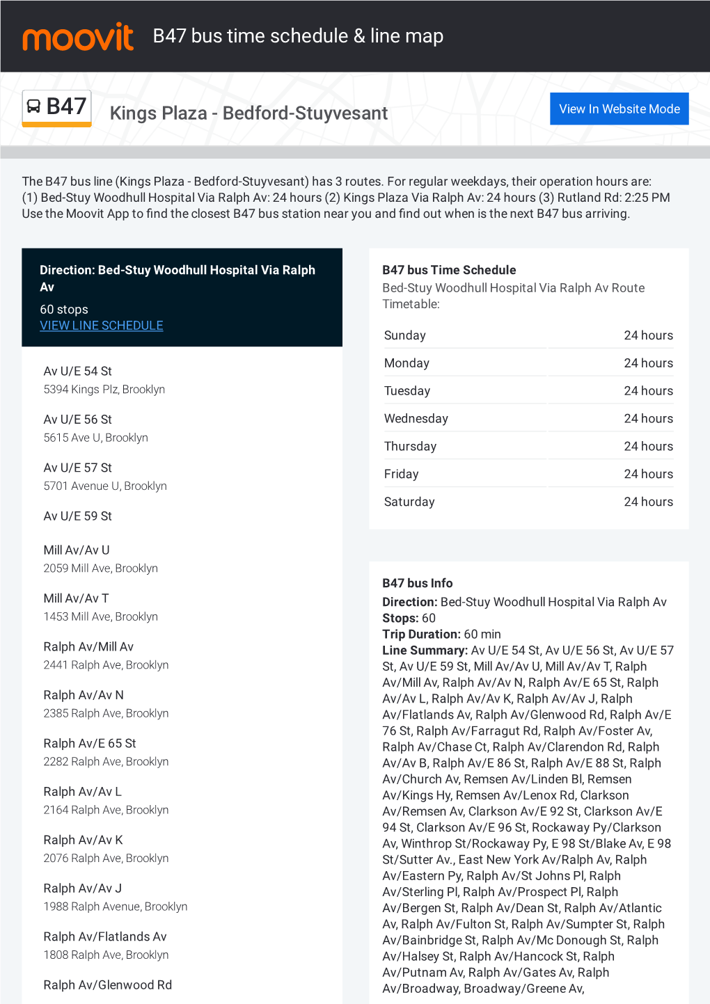 B47 Bus Time Schedule & Line Route