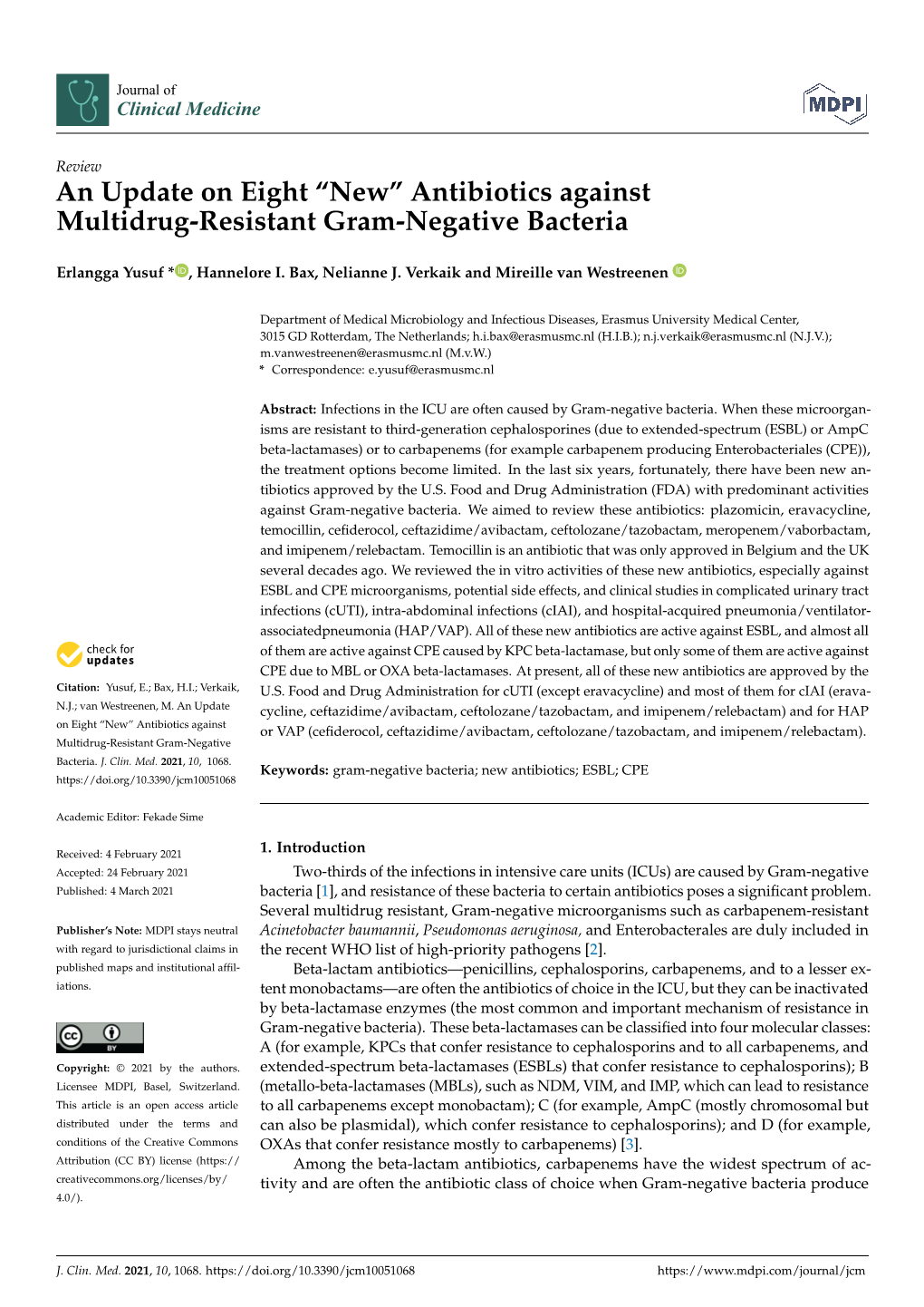 Antibiotics Against Multidrug-Resistant Gram-Negative Bacteria