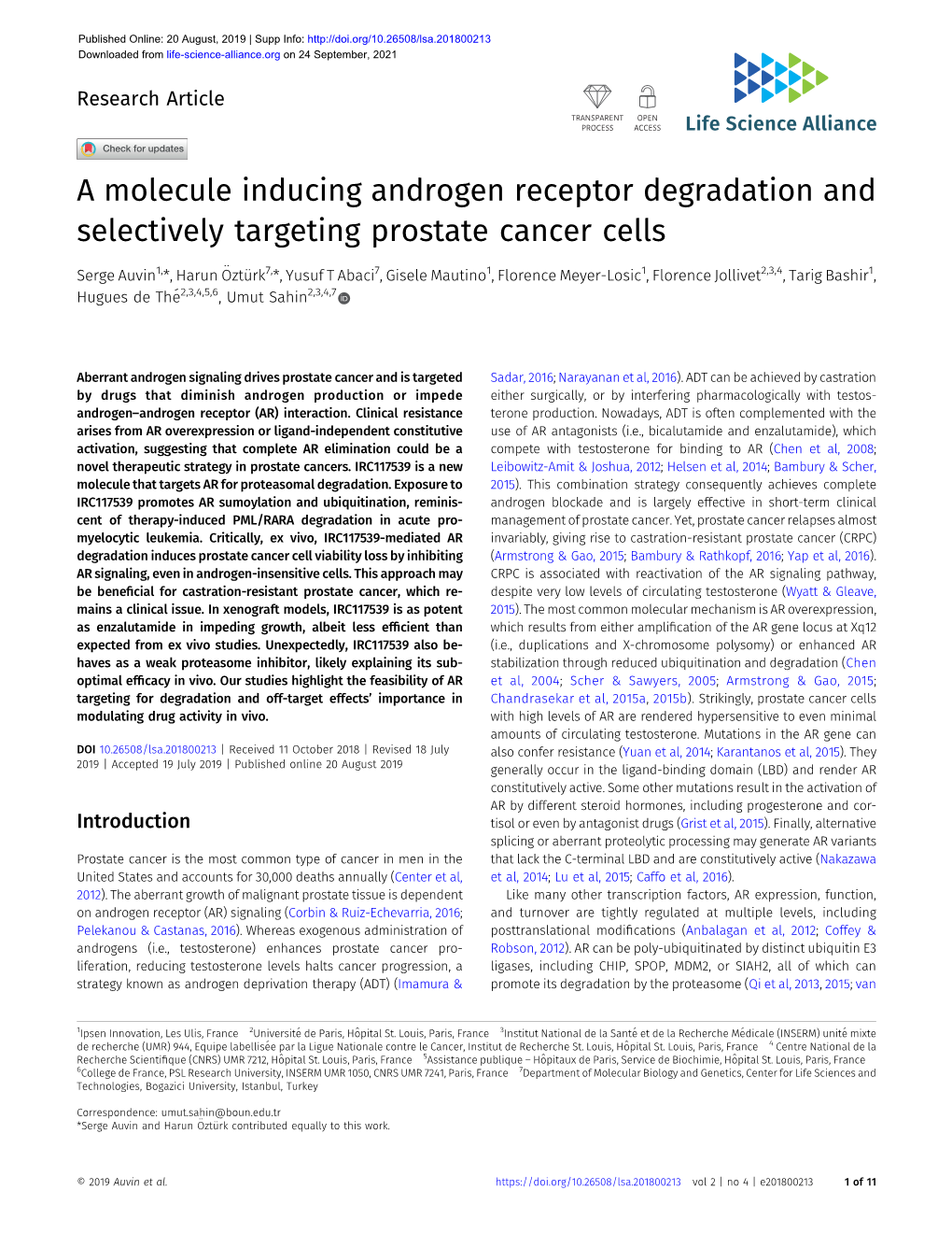 A Molecule Inducing Androgen Receptor Degradation and Selectively Targeting Prostate Cancer Cells