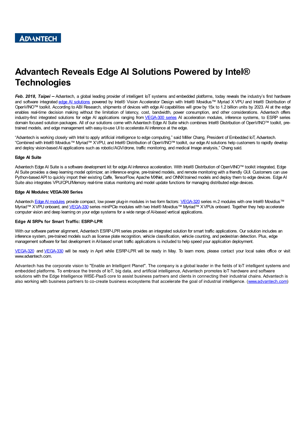 Advantech Reveals Edge AI Solutions Powered by Intel® Technologies