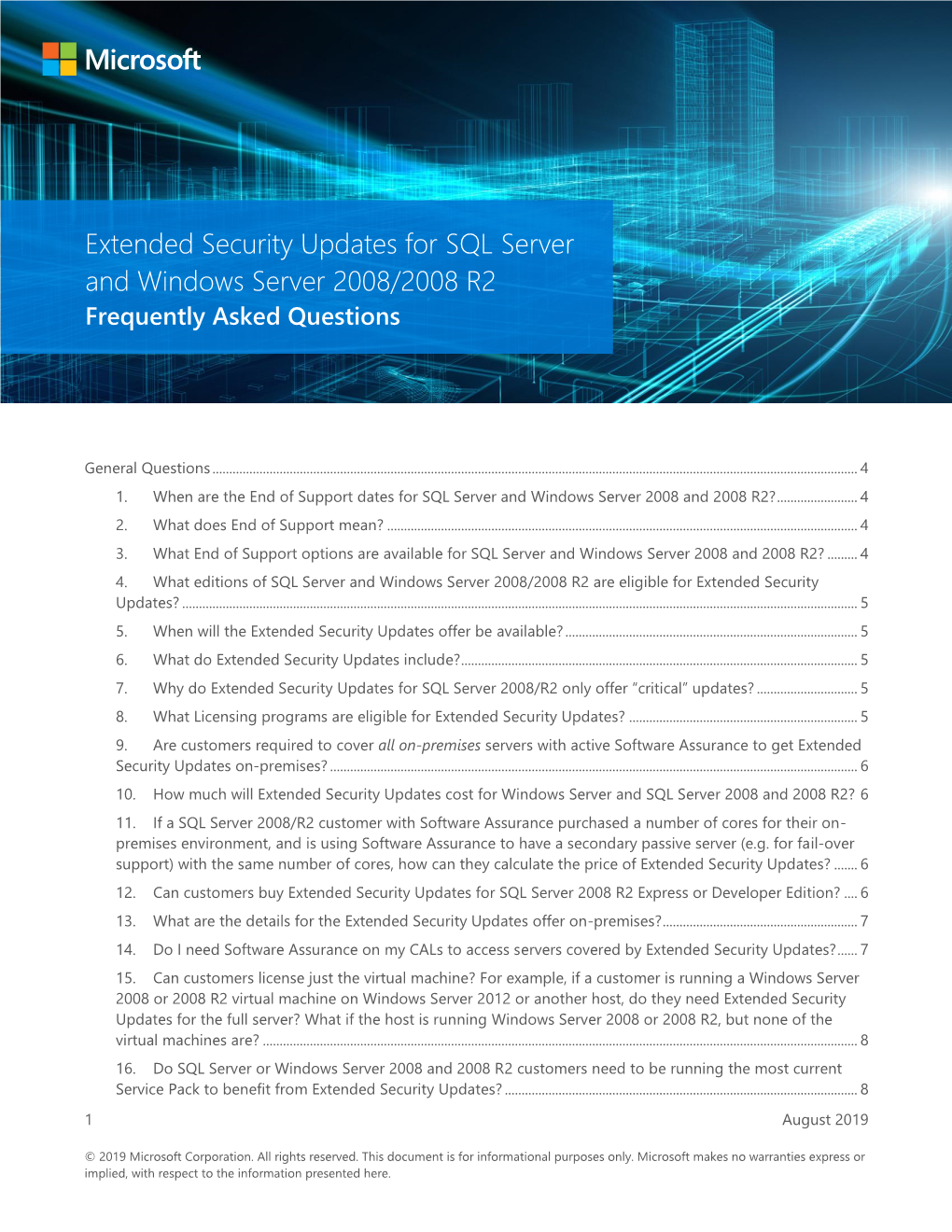 Extended Security Updates for SQL Server and Windows Server 2008/2008 R2 Frequently Asked Questions