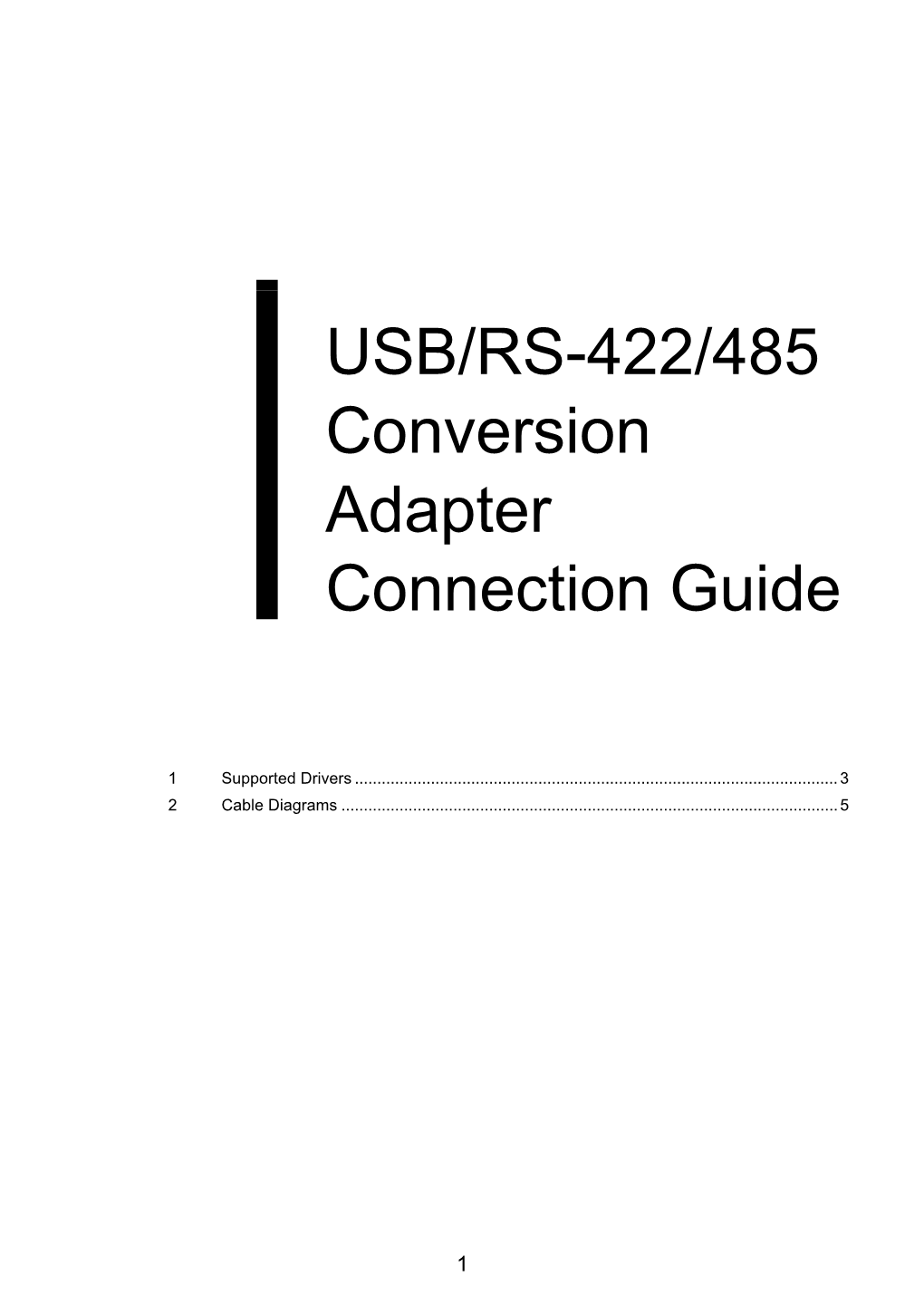 USB/RS-422/485 Conversion Adapter Connection Guide