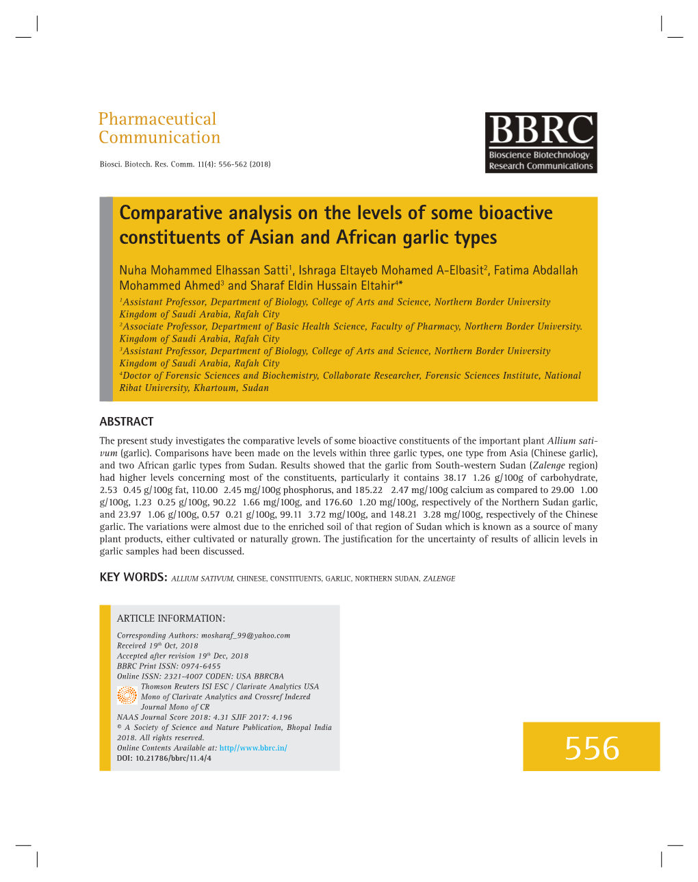 Comparative Analysis on the Levels of Some Bioactive Constituents of Asian and African Garlic Types