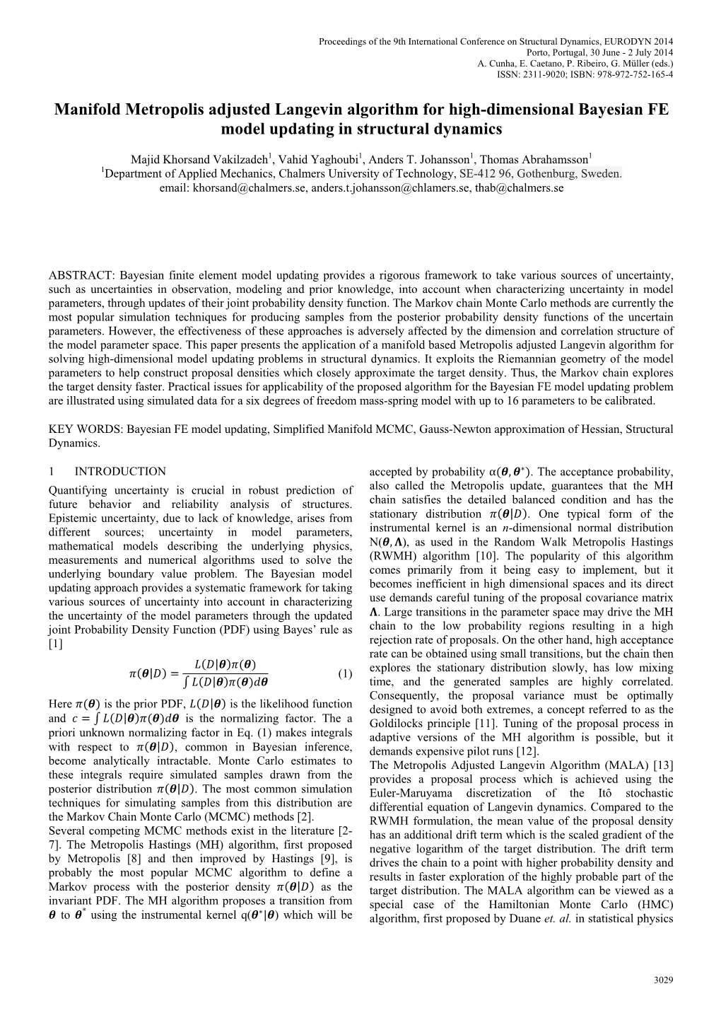 Manifold Metropolis Adjusted Langevin Algorithm for High-Dimensional Bayesian FE Model Updating in Structural Dynamics