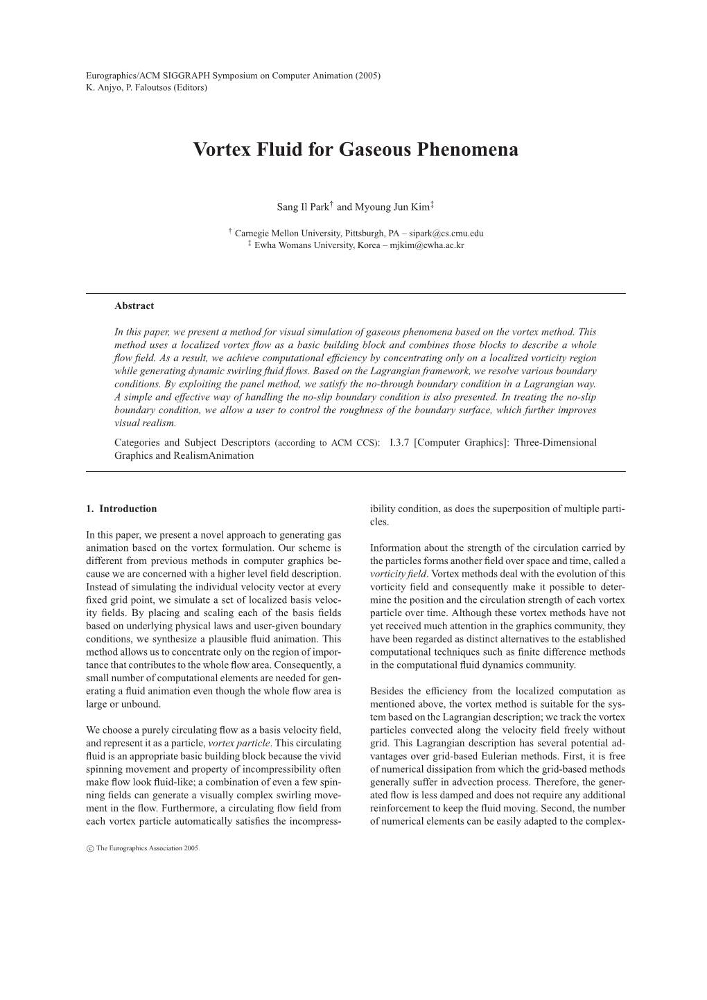 Vortex Fluid for Gaseous Phenomena