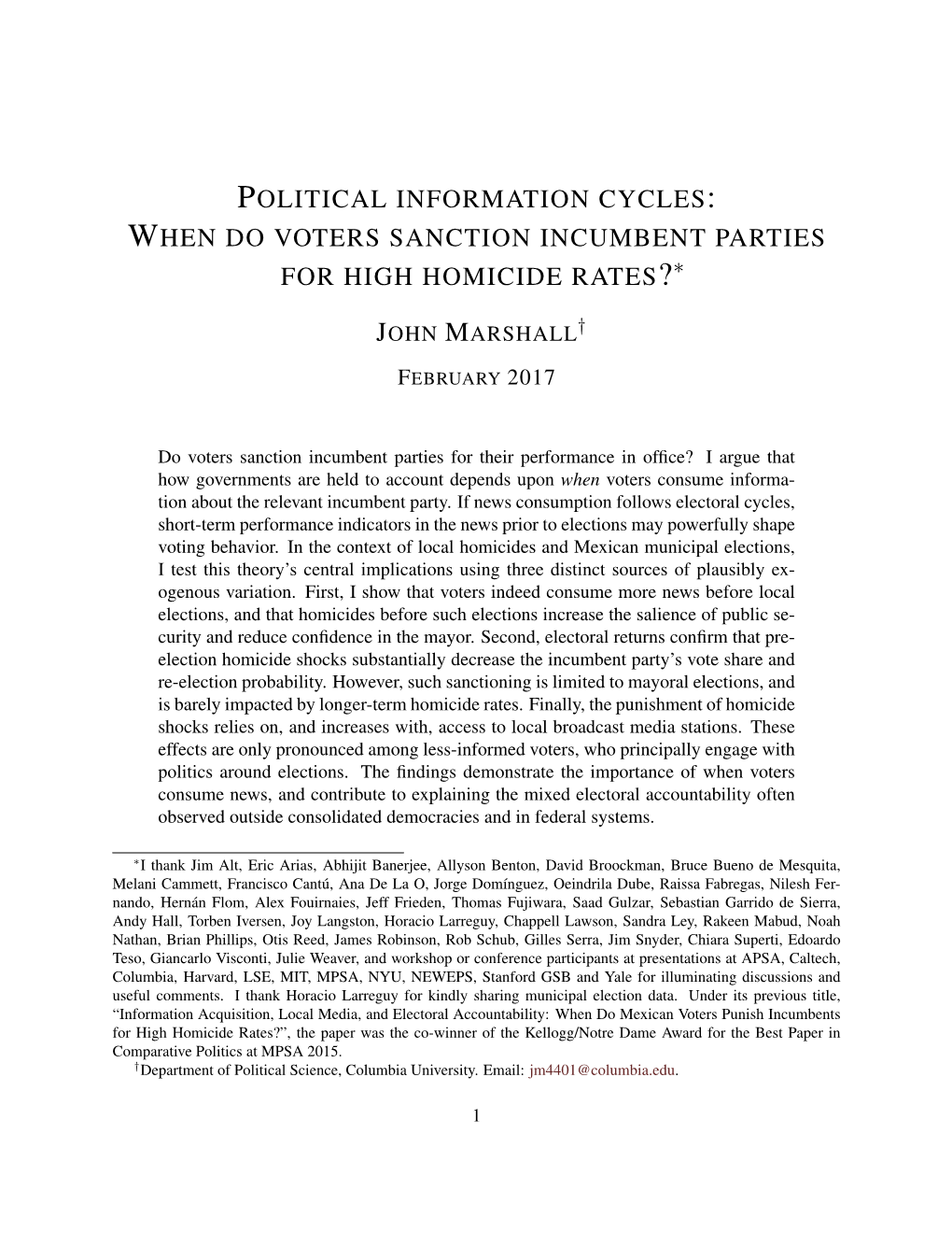 Political Information Cycles: When Do Voters Sanction Incumbent Parties