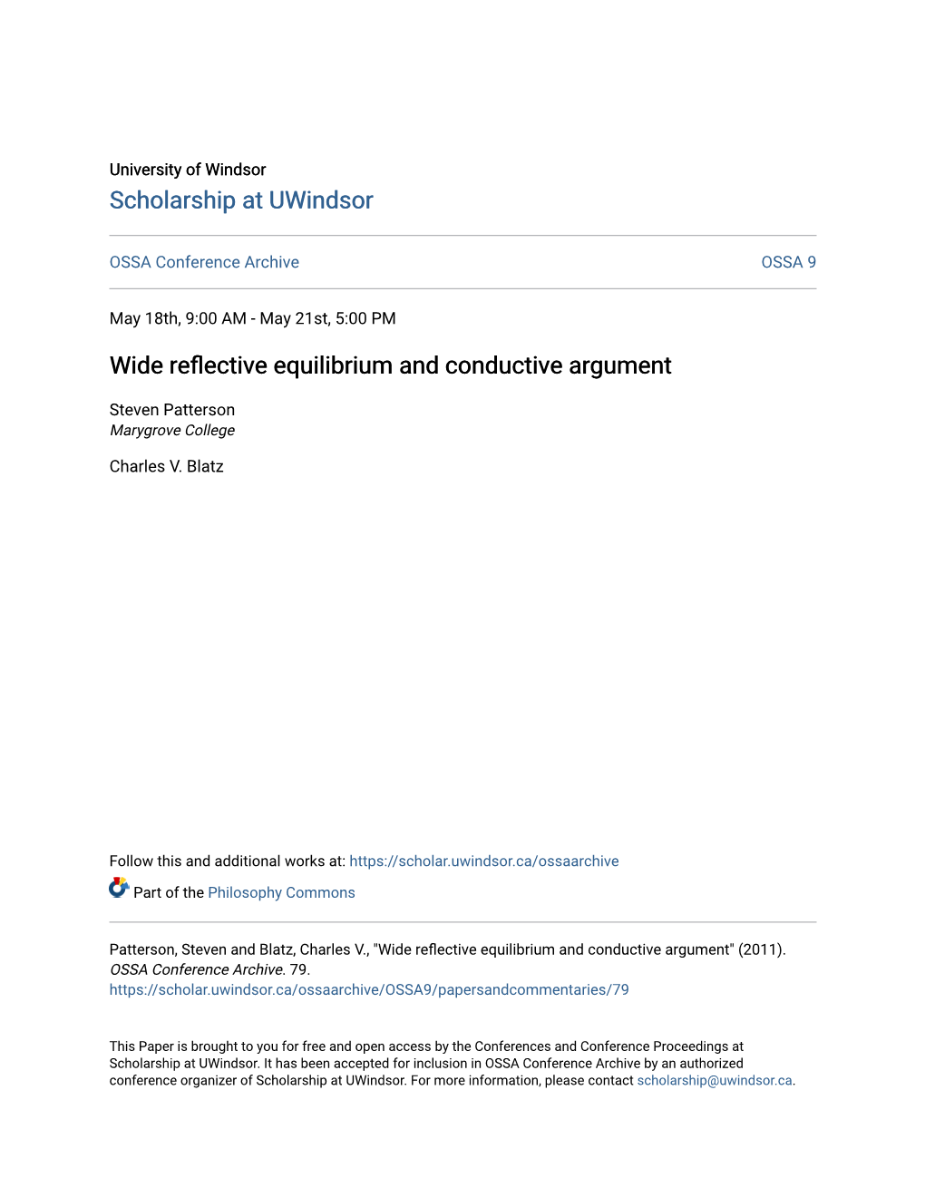 Wide Reflective Equilibrium and Conductive Argument