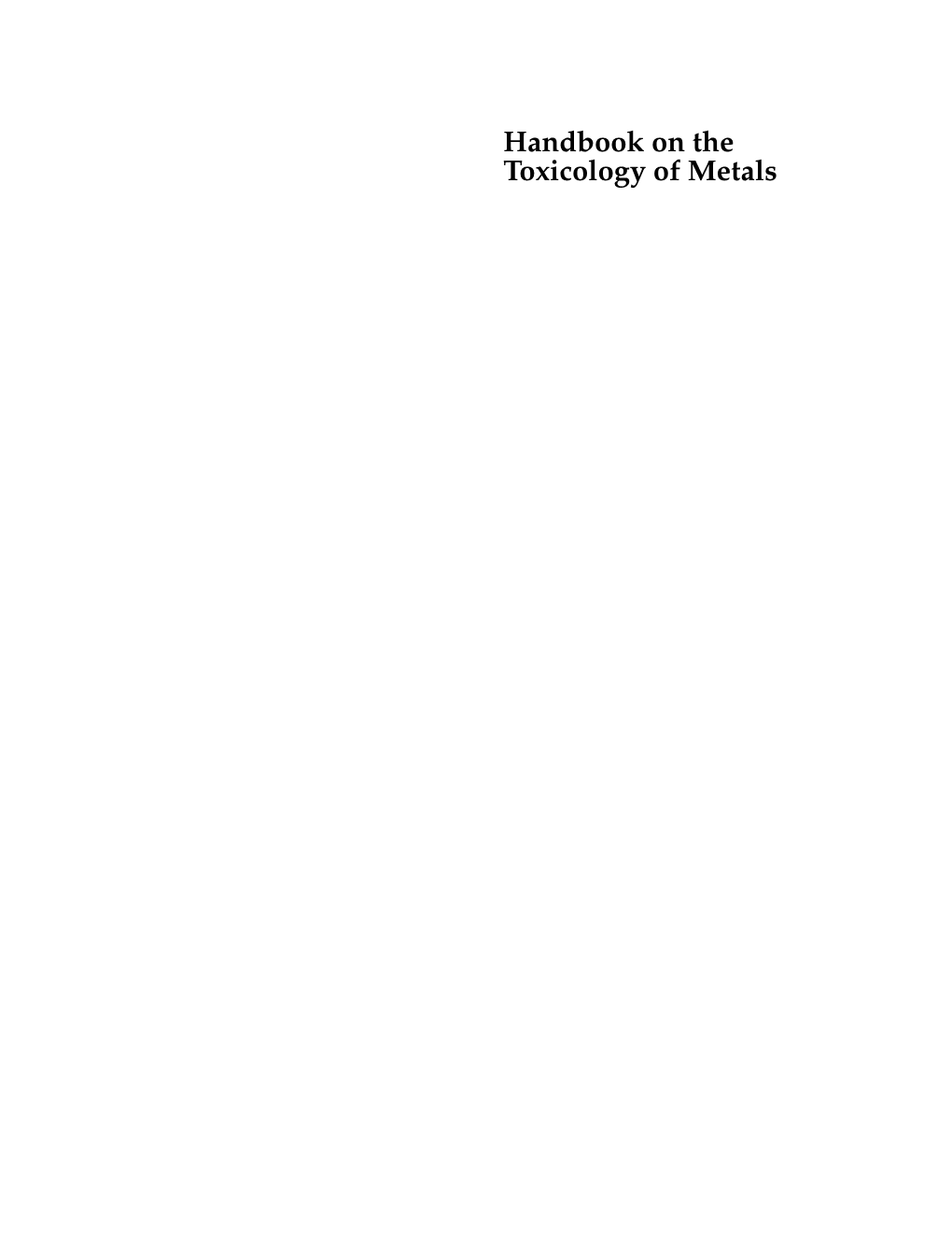 Handbook on the Toxicology of Metals Job Name: 201299T Job Name: 201299T