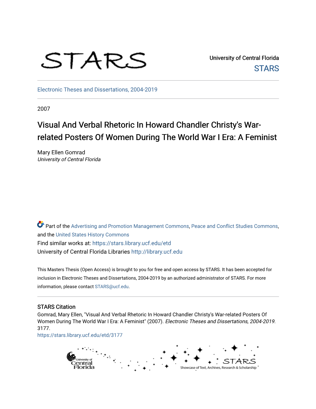 Visual and Verbal Rhetoric in Howard Chandler Christy's War-Related Posters of Women During the World War I Era: a Feminist