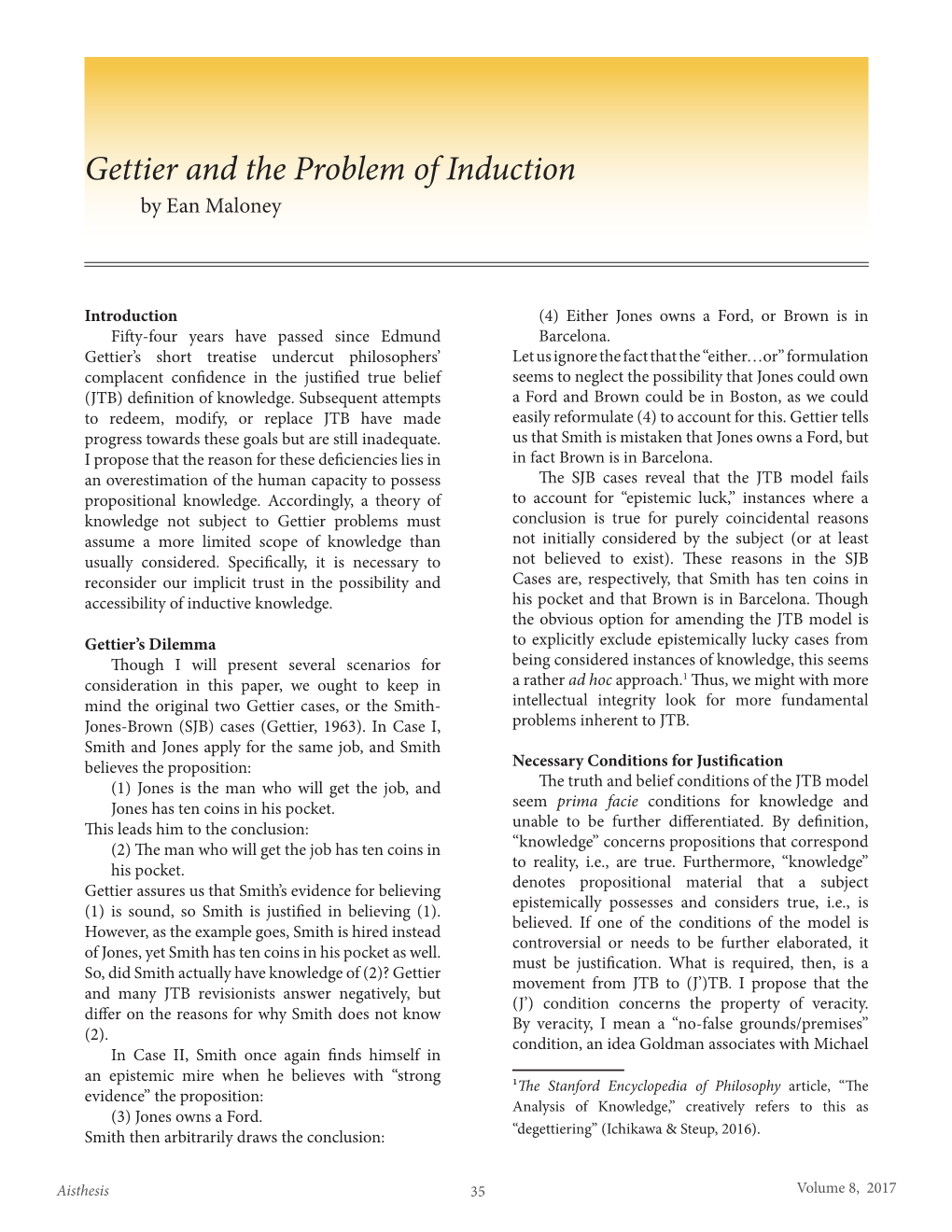 Gettier and the Problem of Induction by Ean Maloney