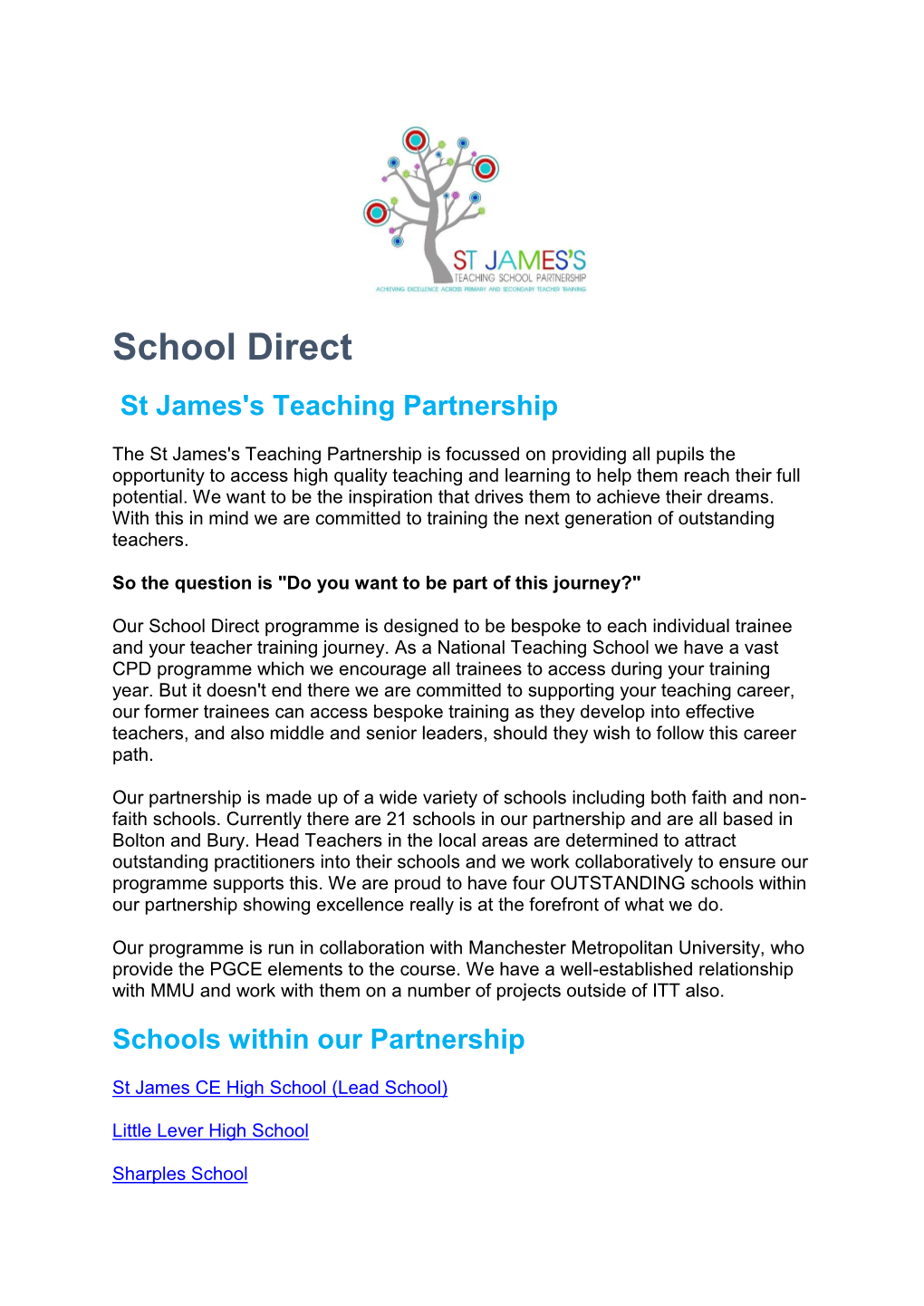 School Direct St James's Teaching Partnership