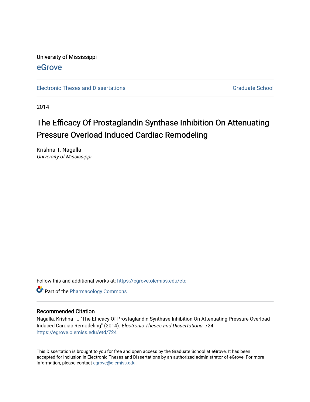 The Efficacy of Prostaglandin Synthase Inhibition on Attenuating Pressure Overload Induced Cardiac Remodeling" (2014)