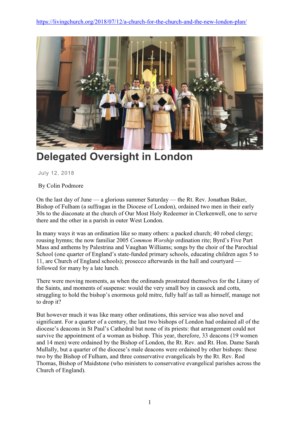 Delegated Oversight in London