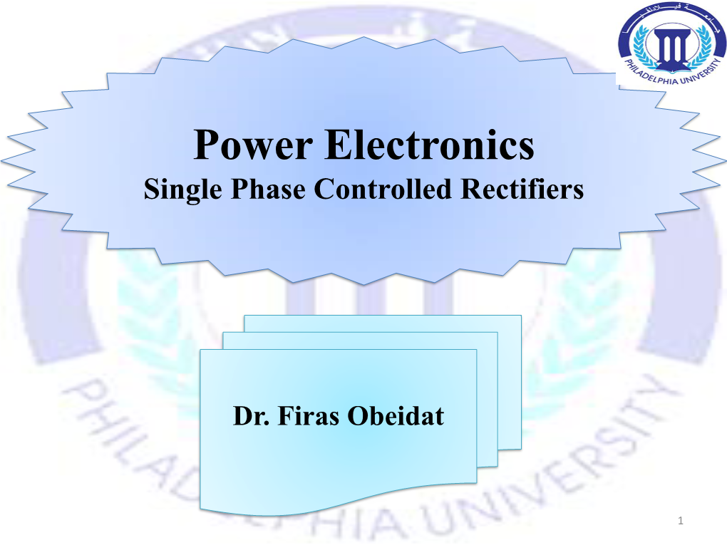 Single Phase Controlled Rectifiers