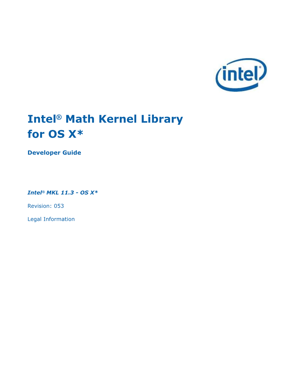 Math Kernel Library for OS X* Developer Guide