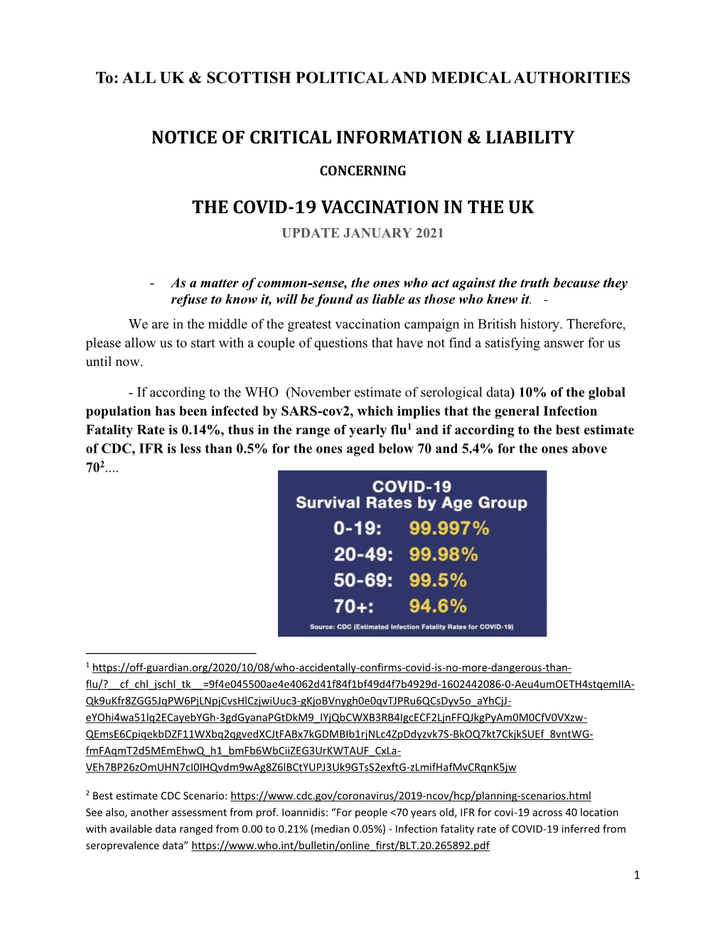 Notice of Critical Information & Liability the Covid-19