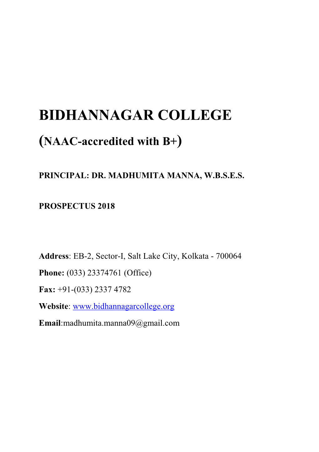 BIDHANNAGAR COLLEGE (NAAC-Accredited With