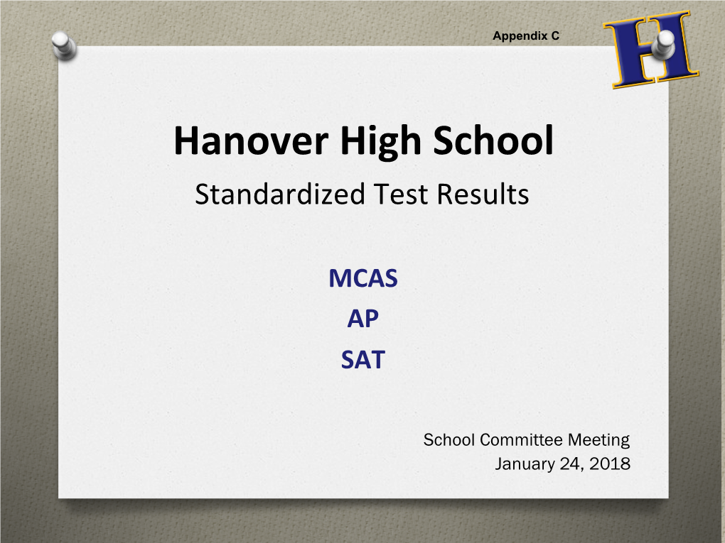 Hanover High School Standardized Test Results