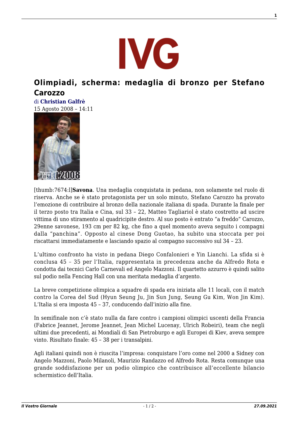 Il Vostro Giornale - 1 / 2 - 27.09.2021 2