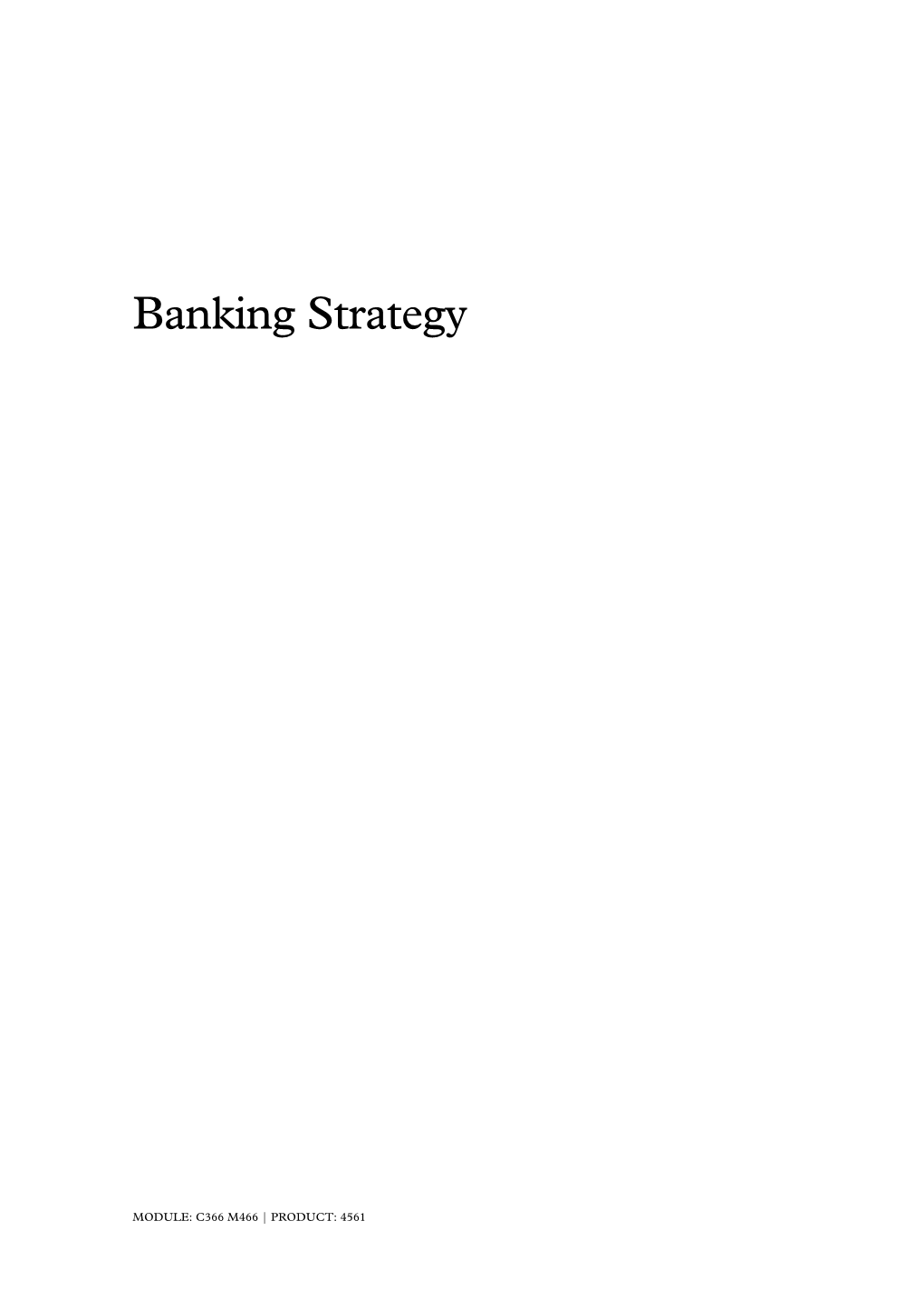 Banking Strategy