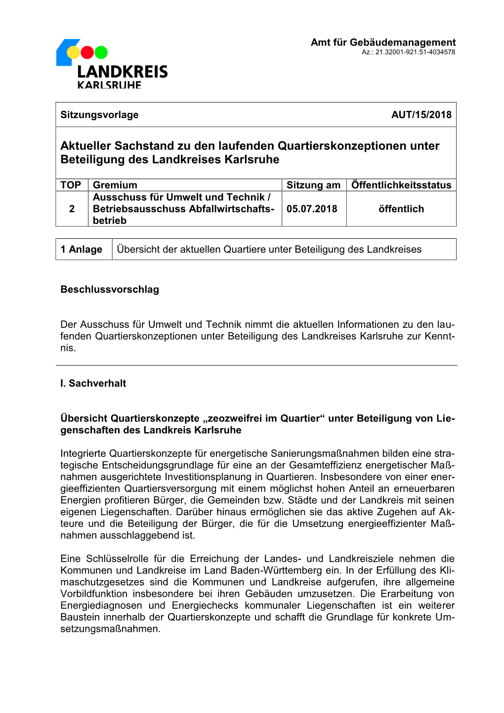 Aktueller Sachstand Zu Den Laufenden Quartierskonzeptionen Unter Beteiligung Des Landkreises Karlsruhe