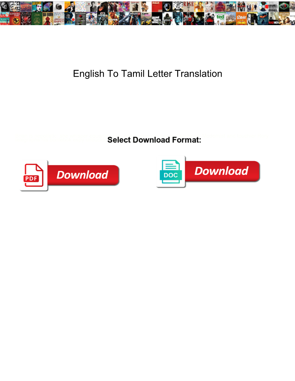 English to Tamil Letter Translation