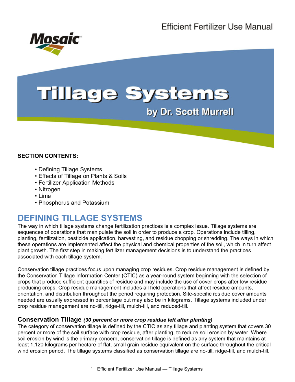 Defining Tillage Systems