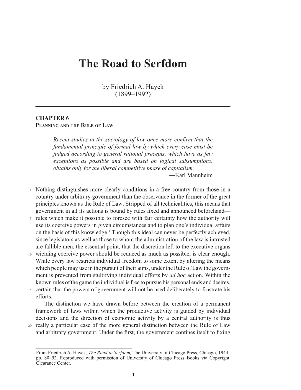 Hayek Road to Serfdom.Indd