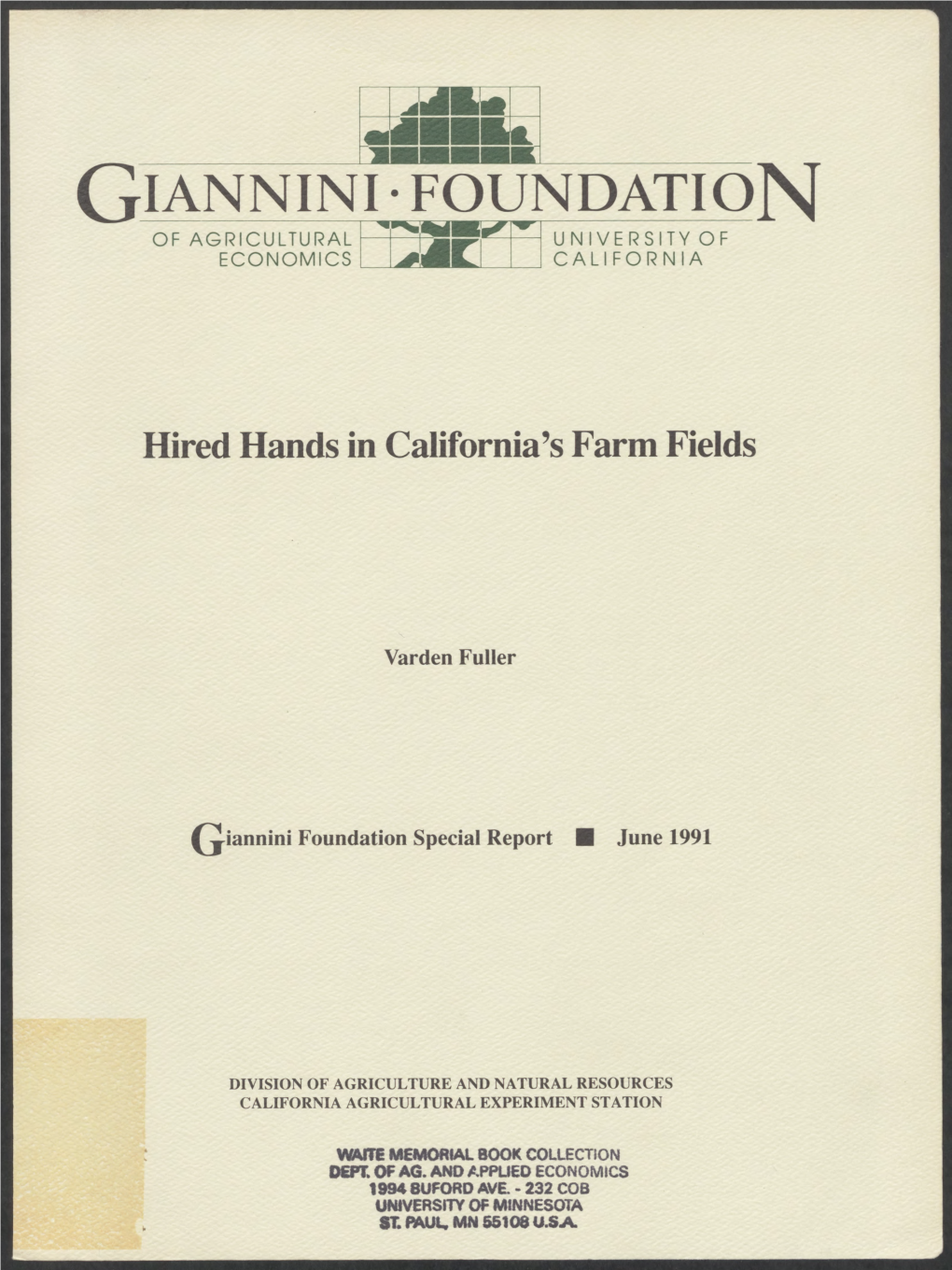 Giannini • Foundation of Agricultural University of Economics Aae California