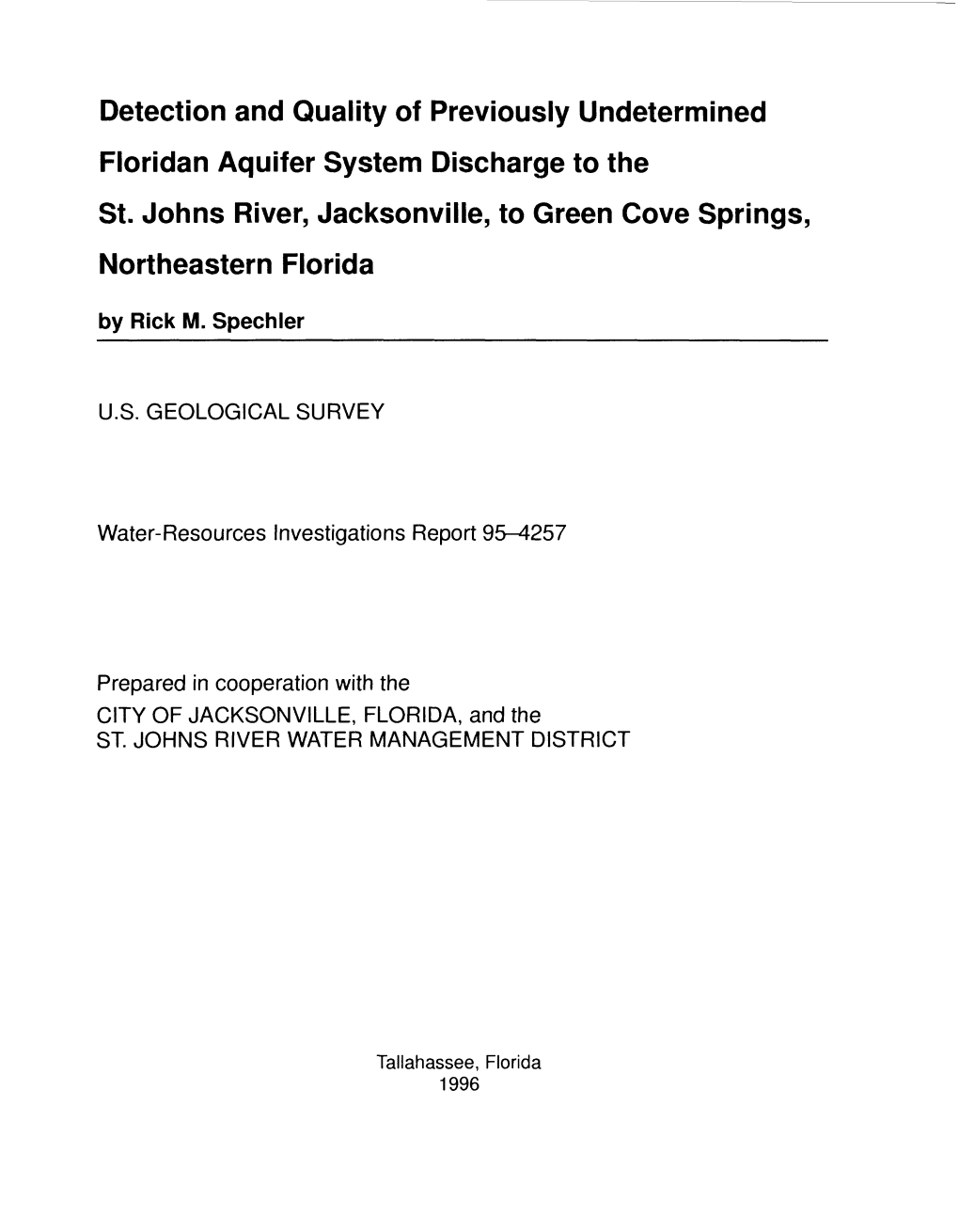 Detection and Quality of Previously Undetermined Floridan Aquifer System Discharge to the St