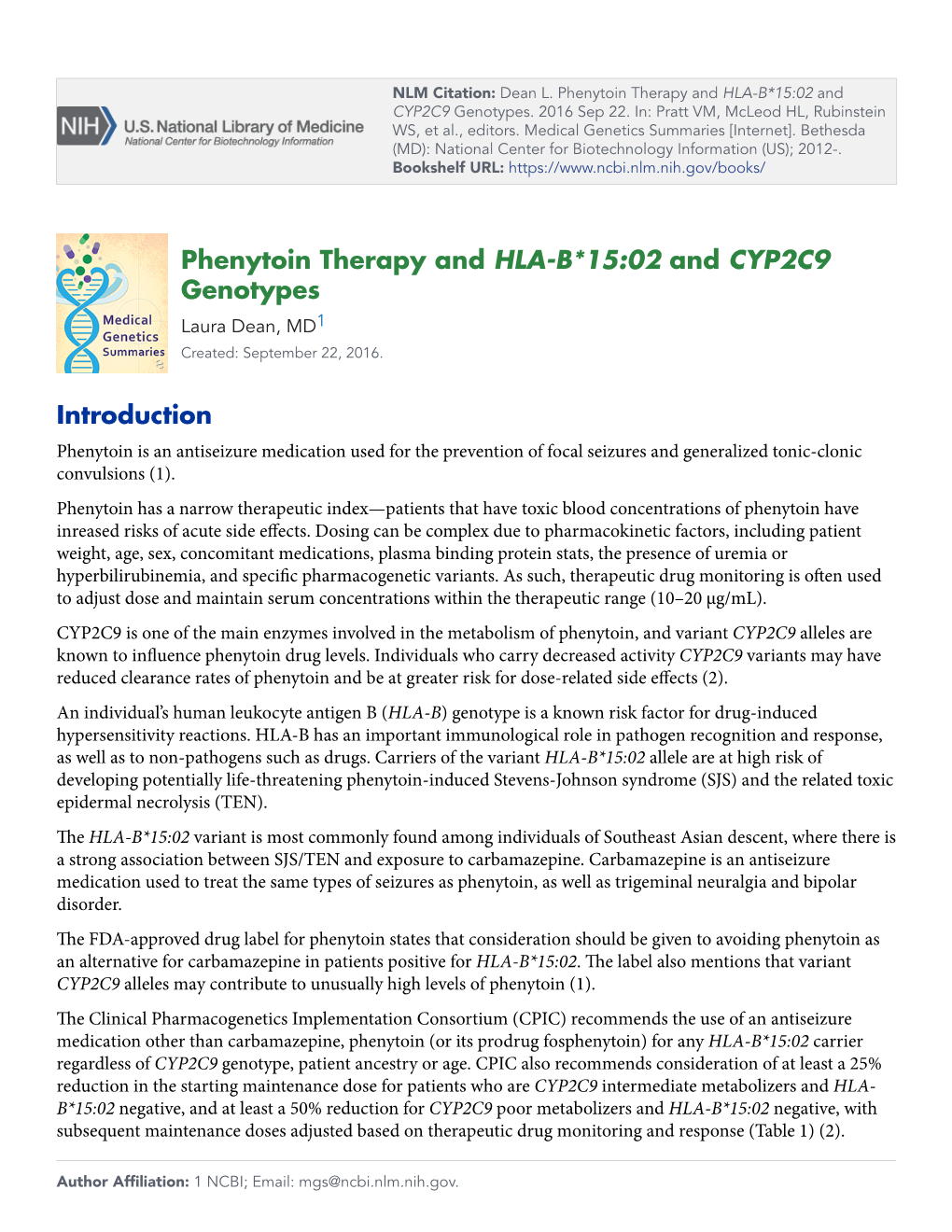 Phenytoin Therapy and HLA-B*15:02 and CYP2C9 Genotypes