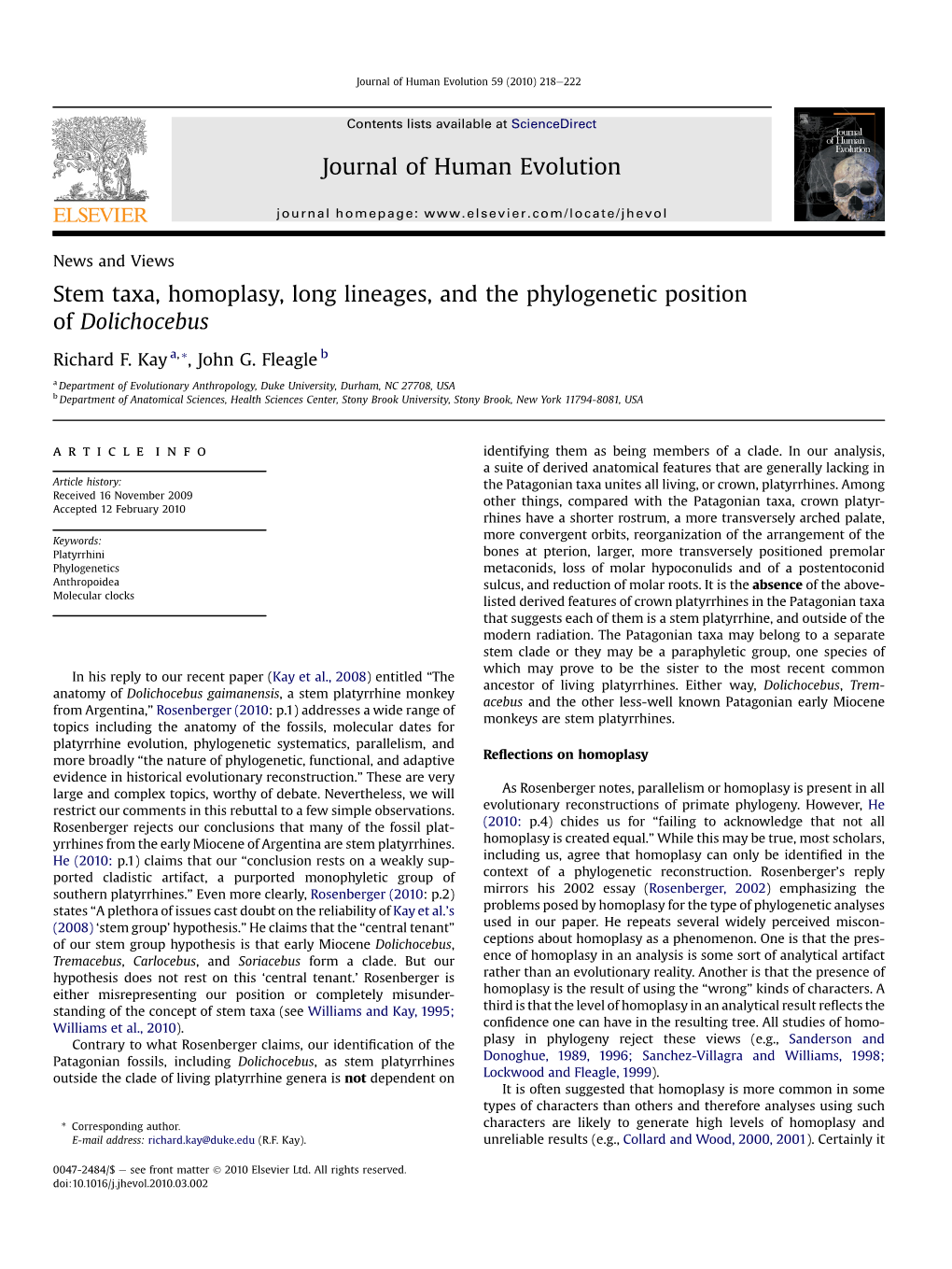 Stem Taxa, Homoplasy, Long Lineages, and the Phylogenetic Position of Dolichocebus