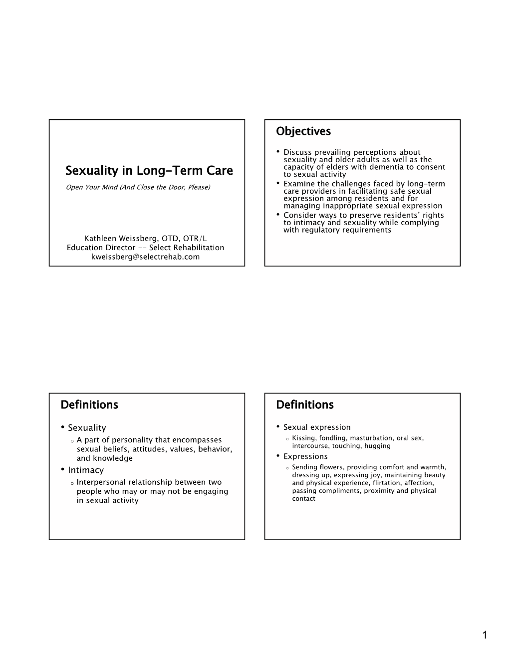 Sexuality in Long-Term Care