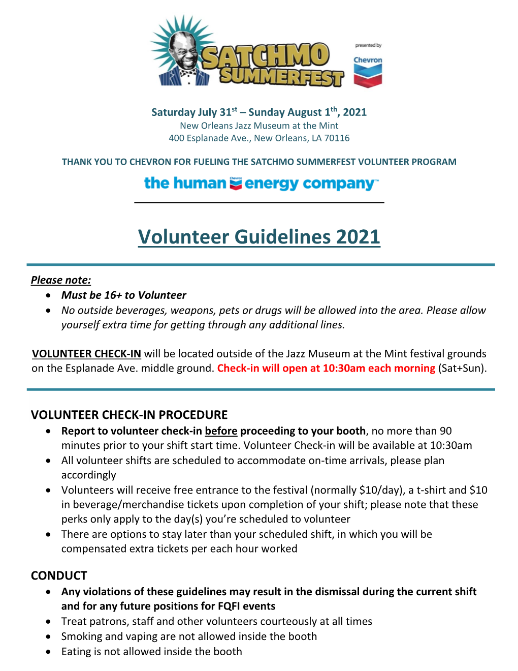 Volunteer Guidelines 2021