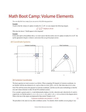 Math Boot Camp: Volume Elements