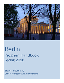Berlin Program Handbook Spring 2016