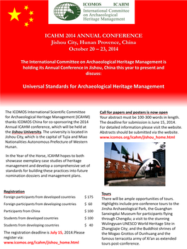 ICAHM 2014 ANNUAL CONFERENCE Jishou City, Hunan Provence, China October 20 – 23, 2014