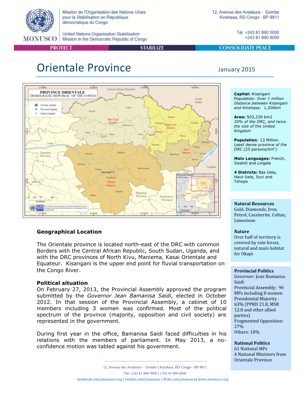 Orientale Province January 2015