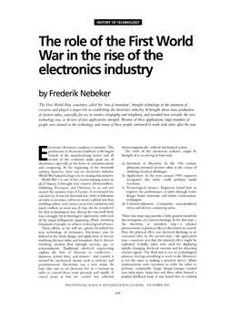 The Role of the First World War in the Rise of the Electronics Industry by Frederik Nebeker